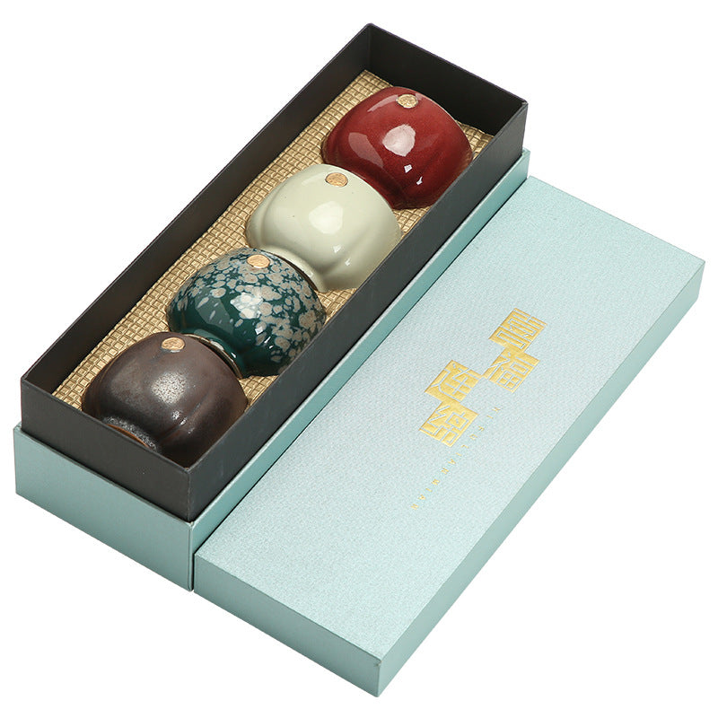 Japanese Kiln Change Tea Cup Ceramic Kung Fu Tea Set Single Cup Master Cup Personal Cup 4 Cup Set Gift