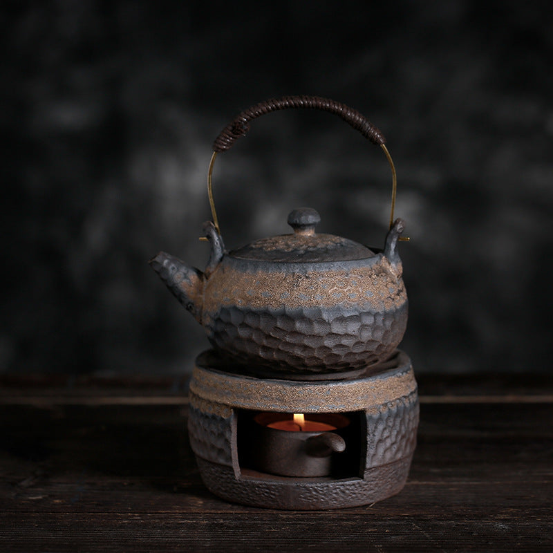 Coarse Pottery Tea Warming Stove Japanese Style Handmade Vintage Tea Warming Teaware Boiling Teapot Ceramic Kung Fu Tea Warming Tea Suit