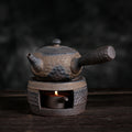 Coarse Pottery Tea Warming Stove Japanese Style Handmade Vintage Tea Warming Teaware Boiling Teapot Ceramic Kung Fu Tea Warming Tea Suit