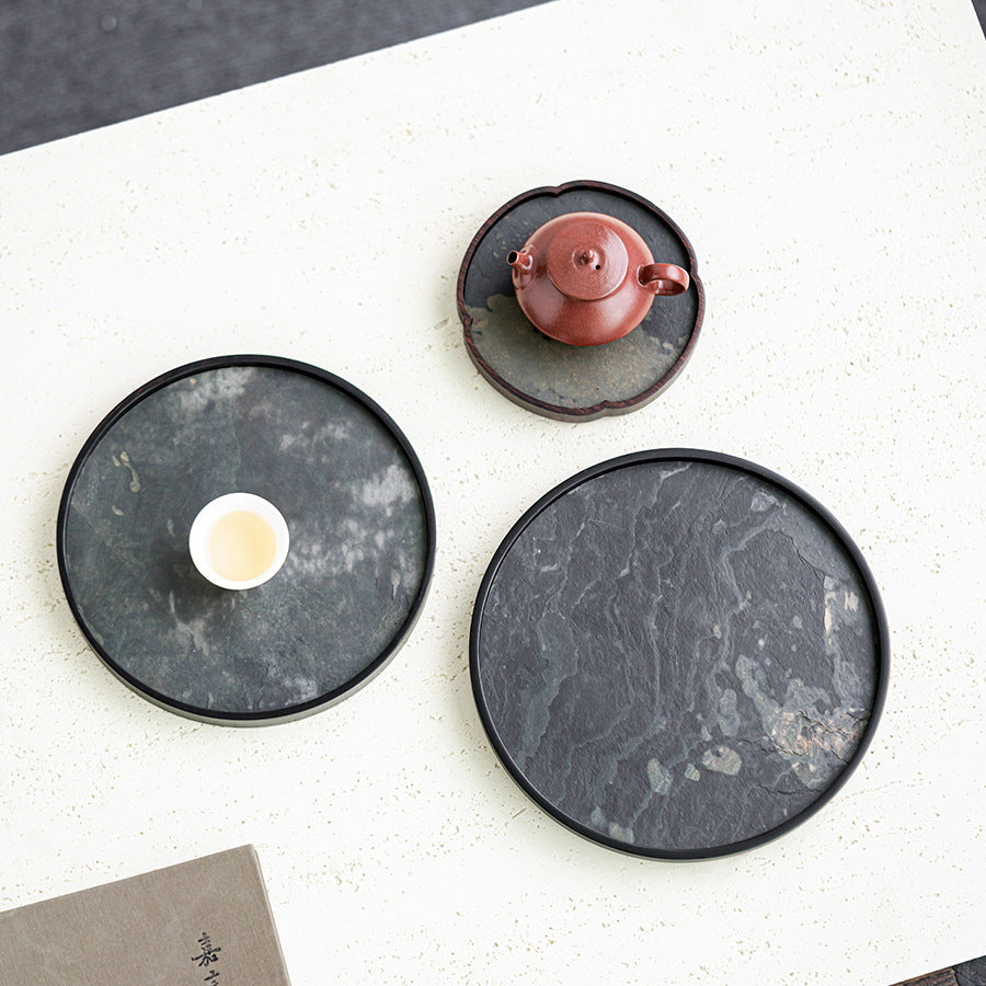 Rock Panel Dry Bubble Tray Household Teapot Tea Cup Insulation Pad Handmade Bamboo Tea Serving Household Tea Table Tea Set Accessories