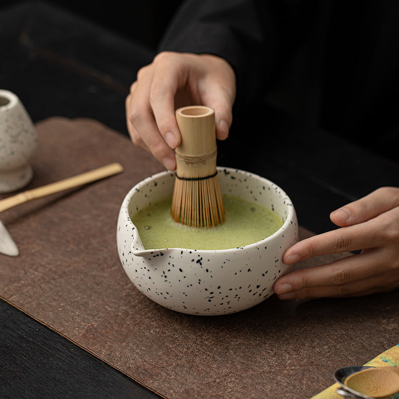 Sesame Matcha Eight-Piece Set Japanese Tea Ceremony Ceramic Tea Bowl Tea Whisk Stand Song Dynasty Tea Tools