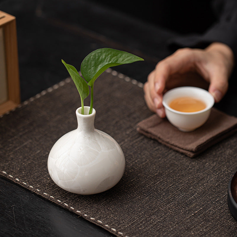 Crystallized Glaze Water Drop Flower Device Household Ceramic Small Vase Hydroponic Flower Arrangement Living Room Desktop Office Decoration Dry Vase