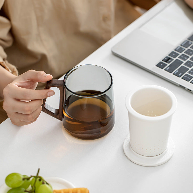 Glass Bubble Tea Cup With Lid Filter Water Cup Office Large Capacity Tea Water Separation Cup Personal Special Tea Cup Water Cup