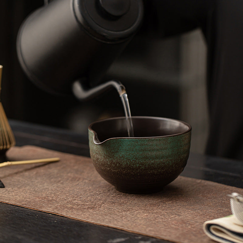 Ancient Pottery Ring Pinch Matcha Four-piece Set Japanese Ceramic Tea Ceremony Tea Bowl Tea Spoon Stand Matcha Spoon 100 Books