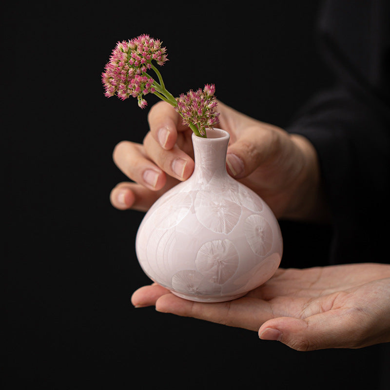 Crystallized Glaze Water Drop Flower Device Household Ceramic Small Vase Hydroponic Flower Arrangement Living Room Desktop Office Decoration Dry Vase