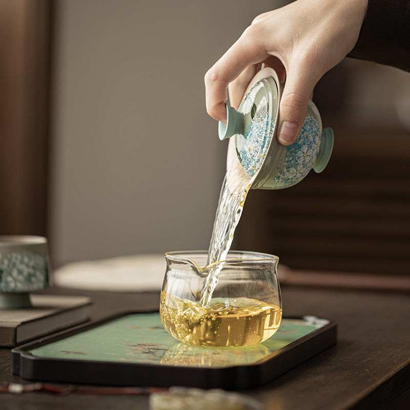 Hand-Painted Oncidium One Bowl Two Cups Tea Set Chinese Style Creative Tea Set Outdoor Camping Portable Travel Tea Set