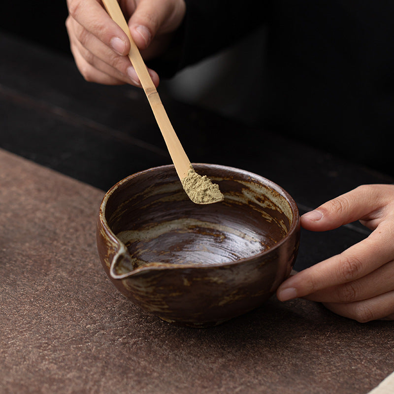 2025 New Japanese Coarse Pottery Matcha Tea Suit Tea Calibre Matcha Bowl Baiben Lie Tea Spoon Song Dynasty Tea Point