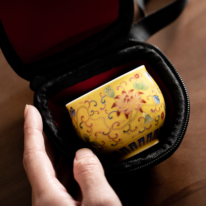 Enamel Color Tangzhilian Ceramic Pot Cup Tea Cup Chinese Retro Personal Cup Kung Fu Tea Set Tea Cup Master Cup