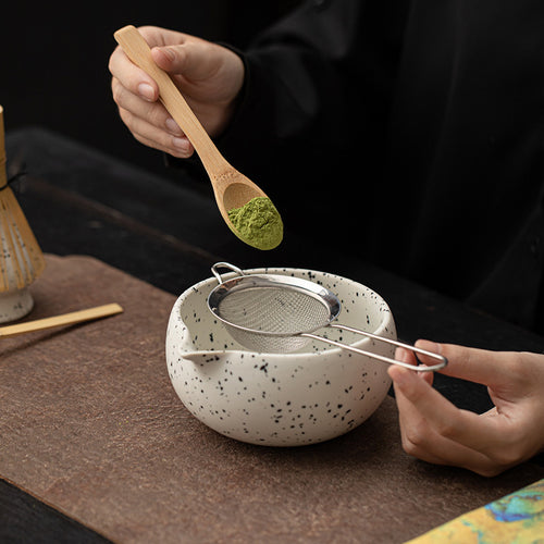 Sesame Matcha Eight-Piece Set Japanese Tea Ceremony Ceramic Tea Bowl Tea Whisk Stand Song Dynasty Tea Tools