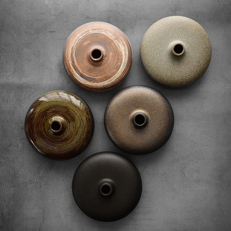 Japanese Antique Zen Flower Stoneware Small Flower Hydroponic Ware Ceramic Small Vase Tea Table Tea Table Ornaments