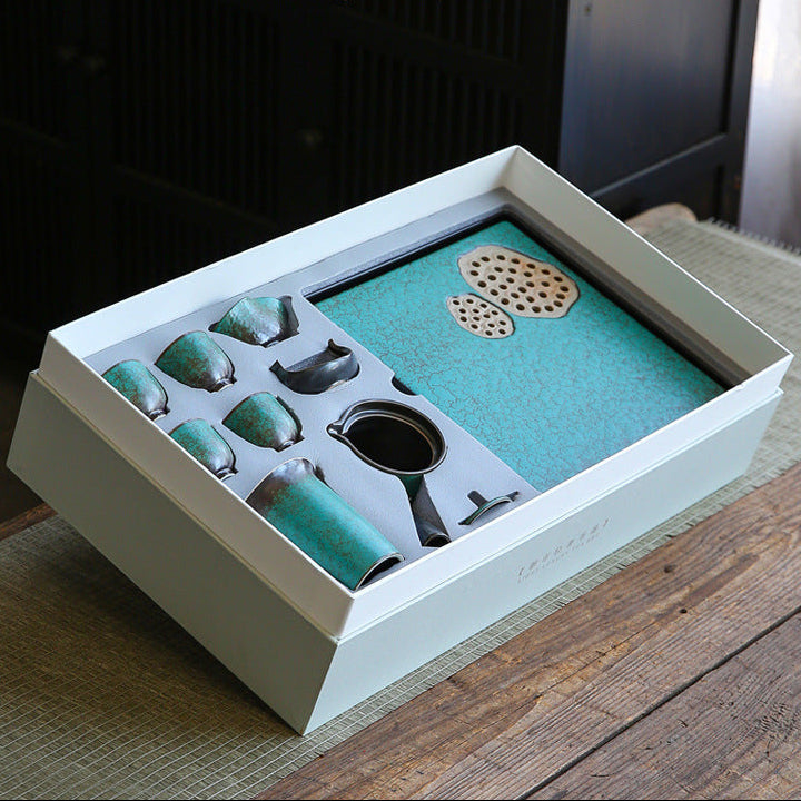 Chunlan Dry Tea Set Home Office Kiln Change Retro Side Handle Cover Bowl Tea Cup Complete Business Gift Box