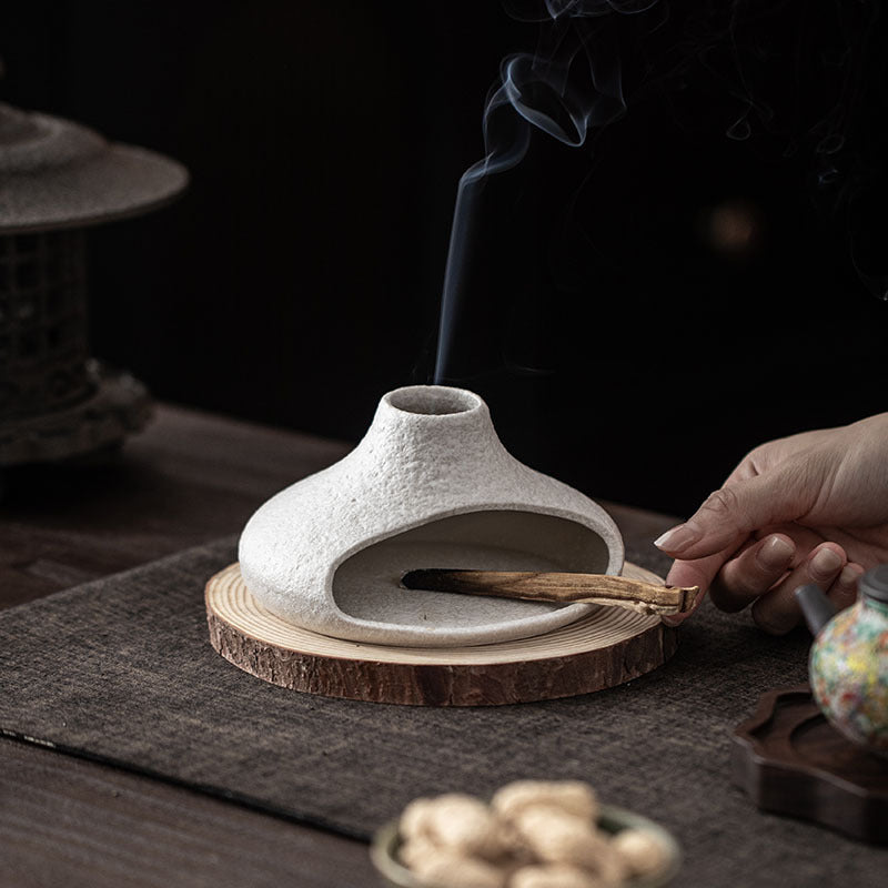 Small Chimney Fireplace Ceramic Aromatherapy Stove Sacred Wood Cedar Sage Home Decoration Atmosphere Ornaments Tea Ceremony Accessories