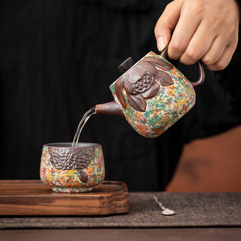 Rock Painting Time Shenglian Is Putting The Pot Ceramic Ball Hole Filter Teapot Household Kung Fu Tea Set Anti-scalding Teapot