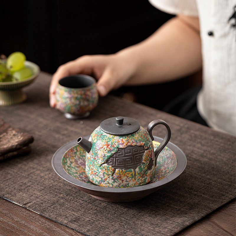 Rock Painting Time Pattern Zhengba Pot Household Ceramic Teapot Chinese Kung Fu Tea Set Single Teapot Souvenir