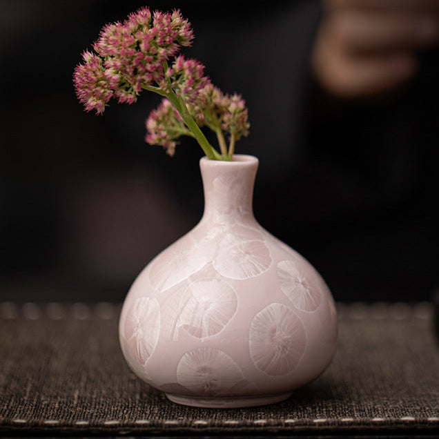 Crystallized Glaze Water Drop Flower Device Household Ceramic Small Vase Hydroponic Flower Arrangement Living Room Desktop Office Decoration Dry Vase
