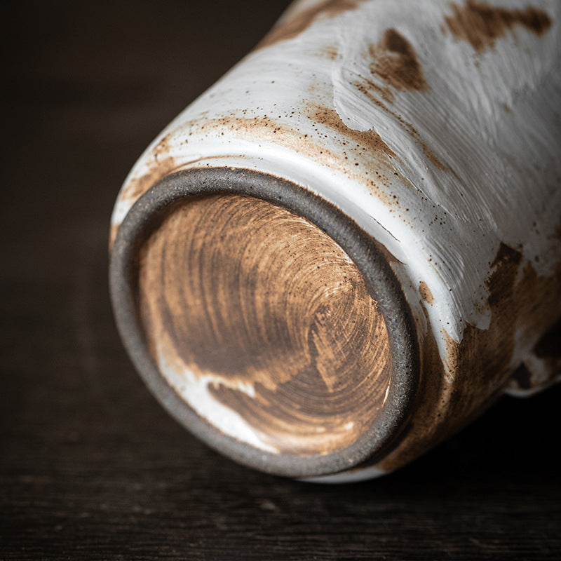 Handmade Stoneware Coffee Cup Japanese Style Retro Simple Ceramic Cup Creative Pull Flower Hanging Ear Mug Home Water Cup