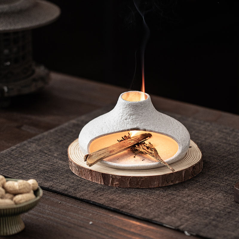 Small Chimney Fireplace Ceramic Aromatherapy Stove Sacred Wood Cedar Sage Home Decoration Atmosphere Ornaments Tea Ceremony Accessories