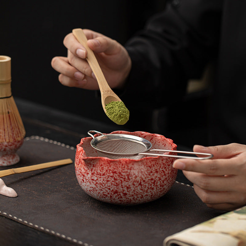 Eight-Piece Ceramic Matcha Set With Kiln-Fired Flower Mouth, Song Dynasty-Style Tea Tools, Tea Ceremony Tea Whisk, Matcha Bowl, And Stand