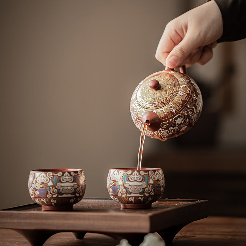 Dunhuang Gold And Silver Purple Sand Tea Set Set Xishi Pot One Pot Two Cups Home Tea Set As A Souvenir Gift For Customers