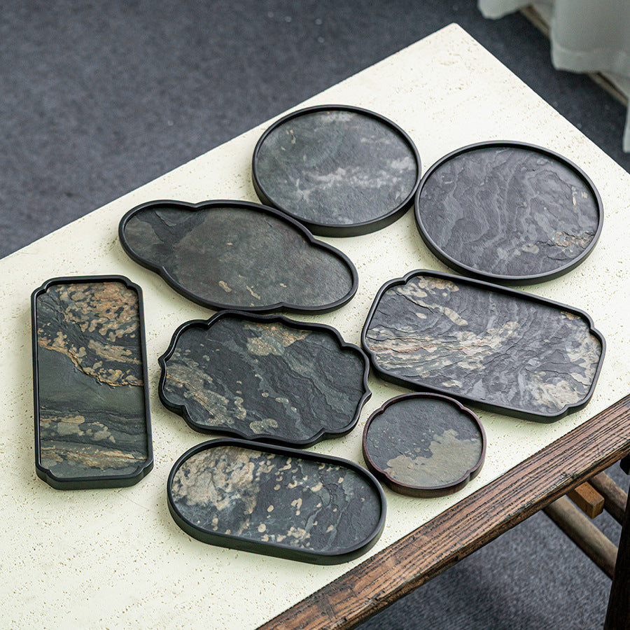 Rock Panel Dry Bubble Tray Household Teapot Tea Cup Insulation Pad Handmade Bamboo Tea Serving Household Tea Table Tea Set Accessories