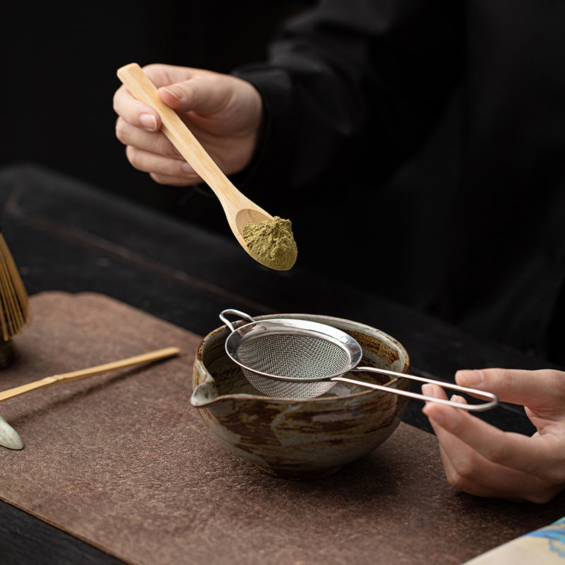 Ancient Pottery Crescent Moon Matcha Eight-Piece Set Japanese Retro Matcha Tea Making Tools Ceramic Tea Bowl Tea Brush Tea Whisk Stirring