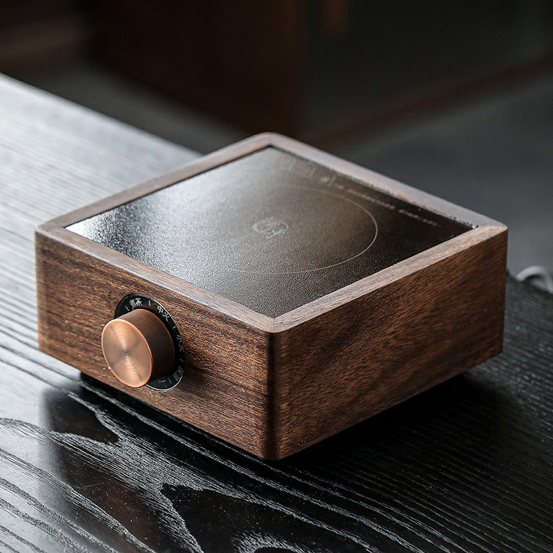 Walnut Knob Electric Ceramic Stove Vertical Pattern Glass Pot Tea Set Household Water Kettle Tea Maker Heating Tea Stove