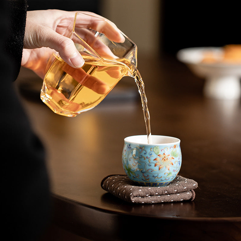 Enamel Color Tangzhilian Ceramic Pot Cup Tea Cup Chinese Retro Personal Cup Kung Fu Tea Set Tea Cup Master Cup