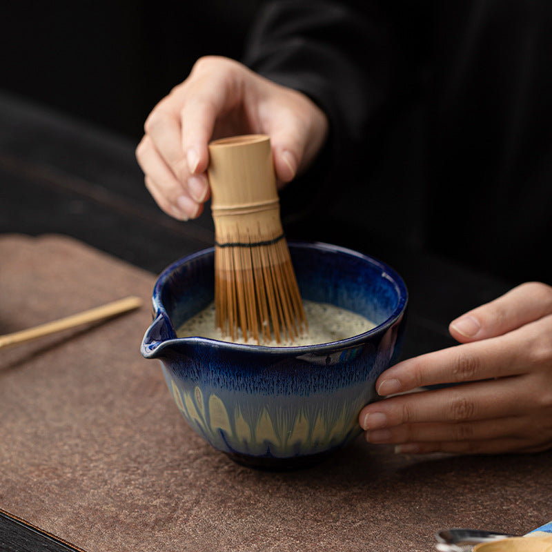 Wanyao Brushed Matcha Four-piece Set Song Dynasty Ceramic Tea Set Tea Bowl Tea Cup Tea Brush Baibenli Tea Spoon Stand
