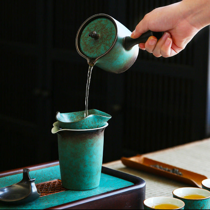 Chunlan Dry Tea Set Home Office Kiln Change Retro Side Handle Cover Bowl Tea Cup Complete Business Gift Box