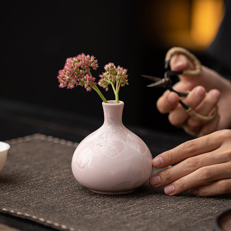 Crystallized Glaze Water Drop Flower Device Household Ceramic Small Vase Hydroponic Flower Arrangement Living Room Desktop Office Decoration Dry Vase
