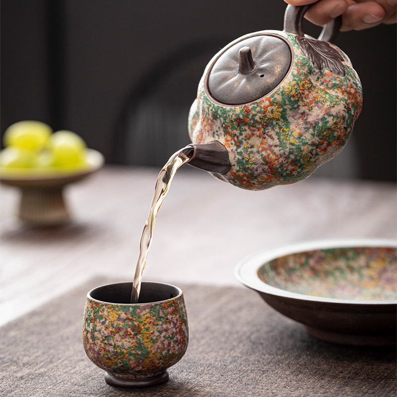 Rock-painted Time Pumpkin Is Making The Pot Home Chinese Retro Ceramic Filter Teapot Anti-scalding Hand Teapot As A Gift