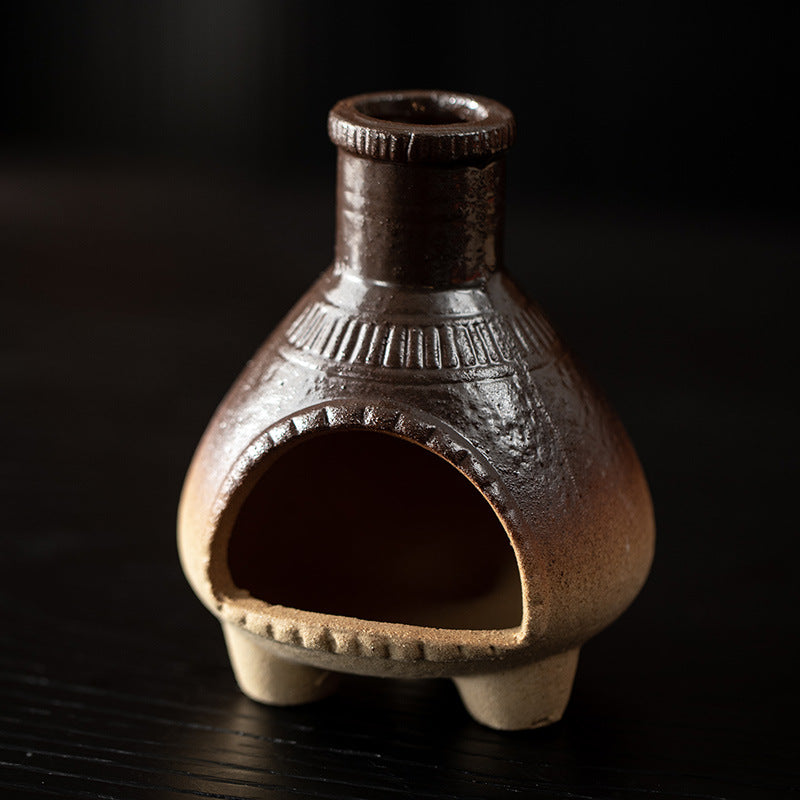 Small Cannon Edge Pattern Aromatherapy Fireplace Stoneware Ancient Pattern Atmosphere Incense Burner Ornaments Sacred Wood Cedar Sage Burning Stove