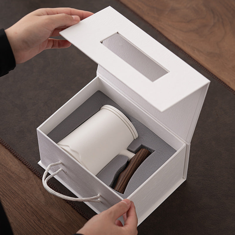 Walnut Handle With Lid Tea Separation Cangmu Office Cup All-ceramic Filter Hole Large Capacity Drinking Tea Cup Mug