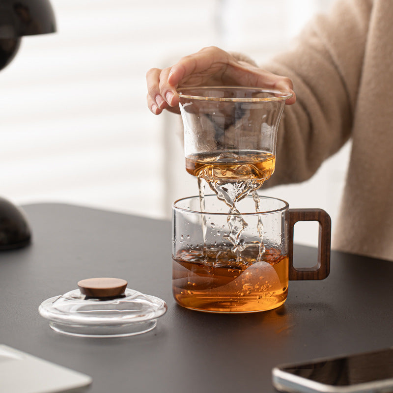 Modern Simple Mountain View Tea Cup Borosilicate Glass Water Cup Home Office Water Cup Mug Tea Separation Cup