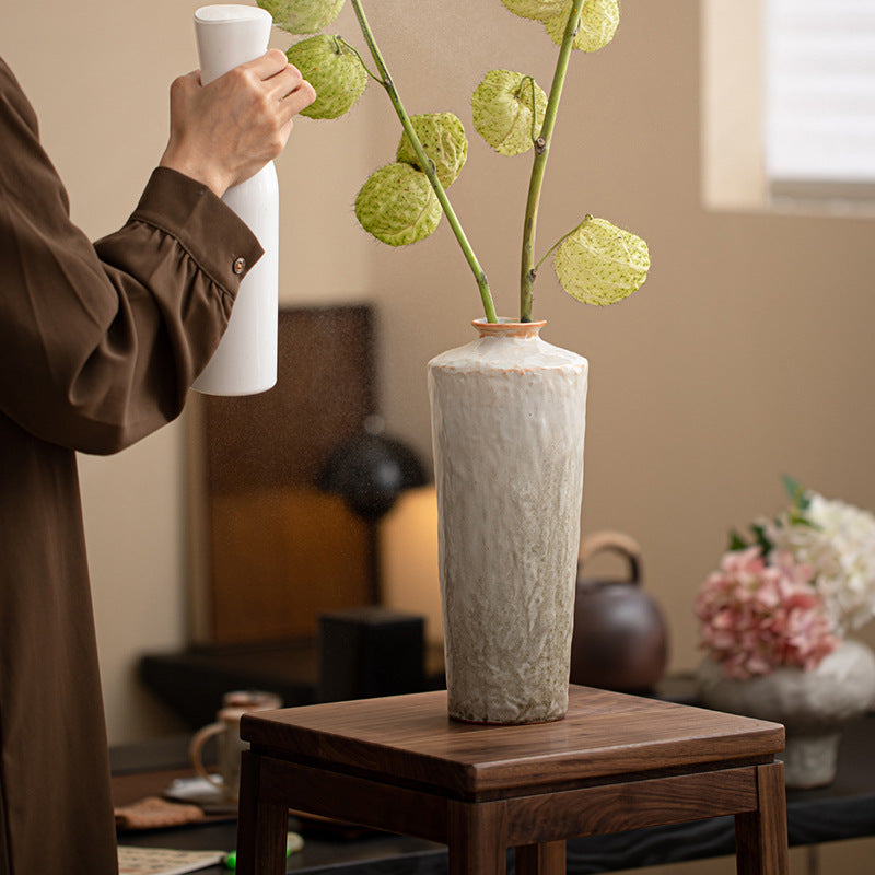 Retro Shino-Yaki Creative Ceramic Flower Vessel B&B Living Room Entrance Decoration Home Art Flower Arrangement Vase Ornaments