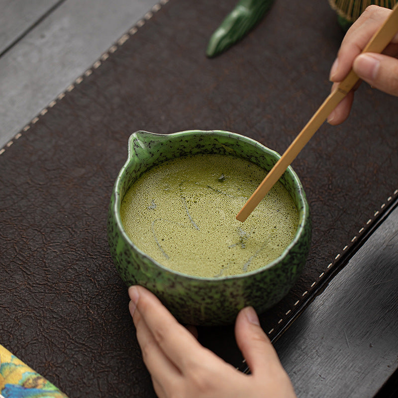 Kiln Tenmoku Matcha Four-piece Set Ceramic Matcha Bowl With Mouth Chinese Tea Accessories Hundred Bent Tea Spoon Tea Stand