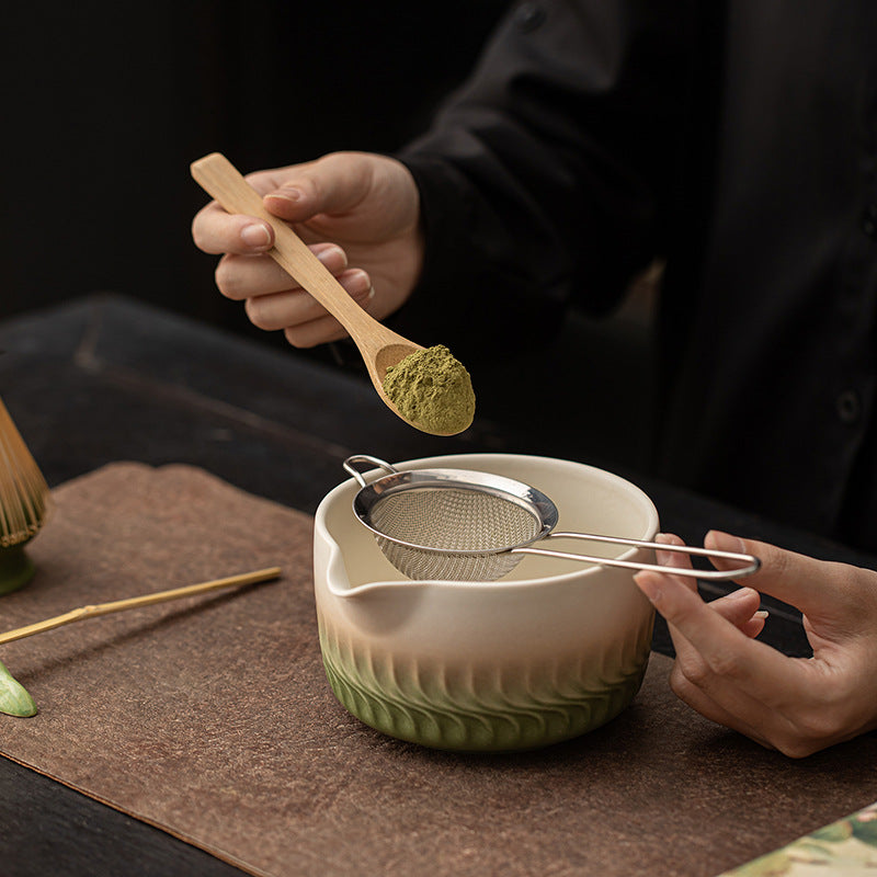Ancient Pottery Style Matcha Eight-Piece Set Song Dynasty Tea Mixing Tool Ceramic Tea Bowl Tea Whisk Filter