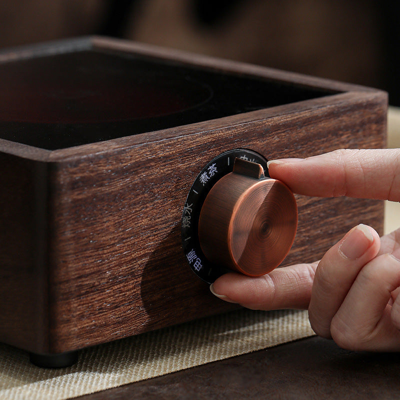 Walnut Knob Electric Ceramic Stove Vertical Pattern Glass Pot Tea Set Household Water Kettle Tea Maker Heating Tea Stove