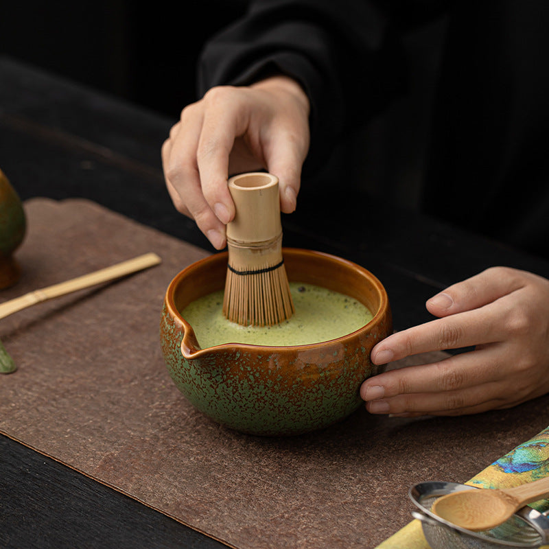 Starry Sky Kiln Matcha Eight-Piece Set Round Bowl Tea Bowl Ceramic Frothing Tea Mixing Tool Song Dynasty Tea Maker