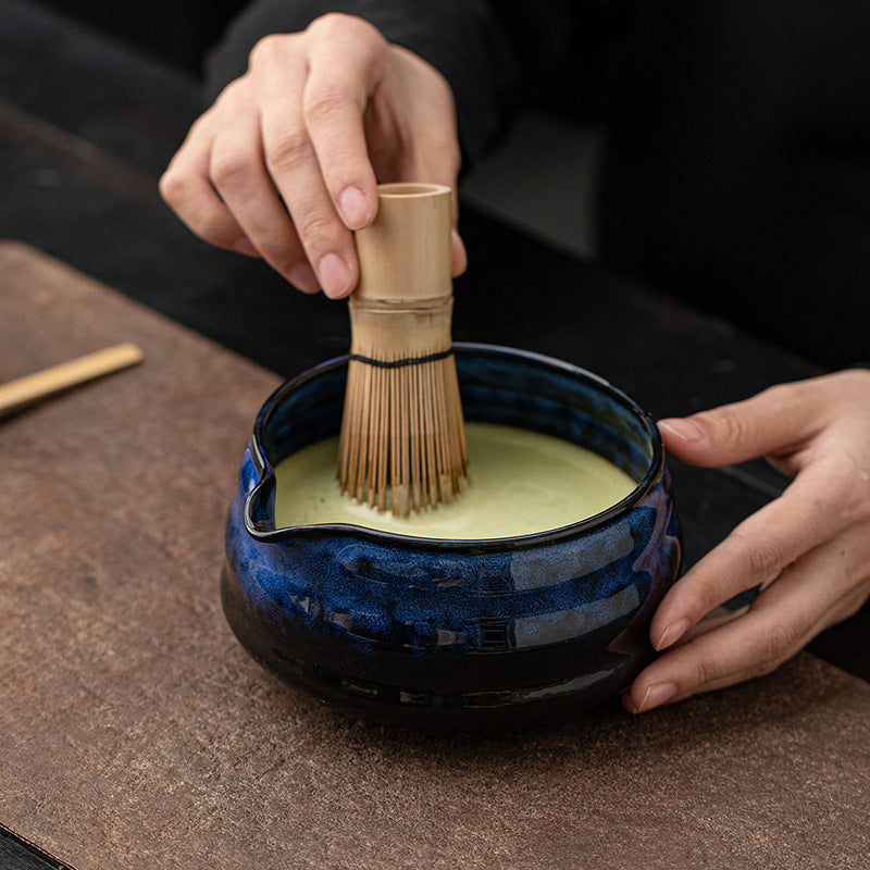 Ancient Kiln Matcha Eight-piece Set Of Ceramic Kiln Threaded Tea Bowl, One-hundred-year-old Tea Spoon, Song Dynasty Tea Ordering And Stirring Tool