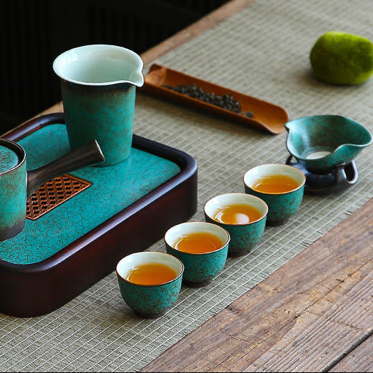 Chunlan Dry Tea Set Home Office Kiln Change Retro Side Handle Cover Bowl Tea Cup Complete Business Gift Box