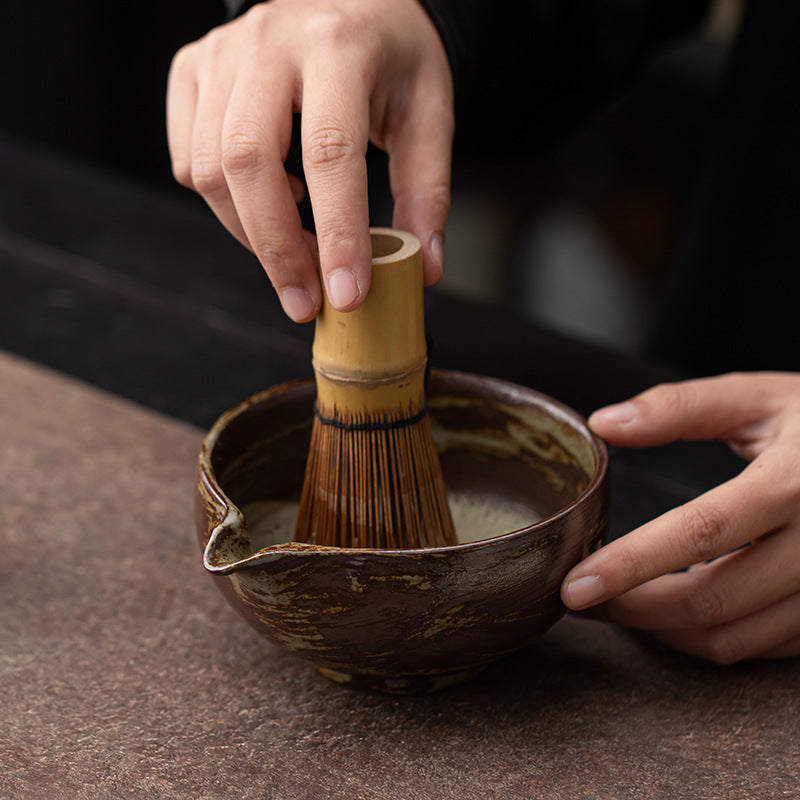 2025 New Japanese Coarse Pottery Matcha Tea Suit Tea Calibre Matcha Bowl Baiben Lie Tea Spoon Song Dynasty Tea Point