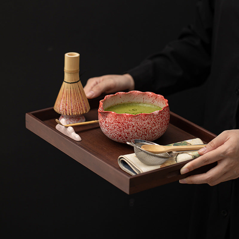 Eight-Piece Ceramic Matcha Set With Kiln-Fired Flower Mouth, Song Dynasty-Style Tea Tools, Tea Ceremony Tea Whisk, Matcha Bowl, And Stand