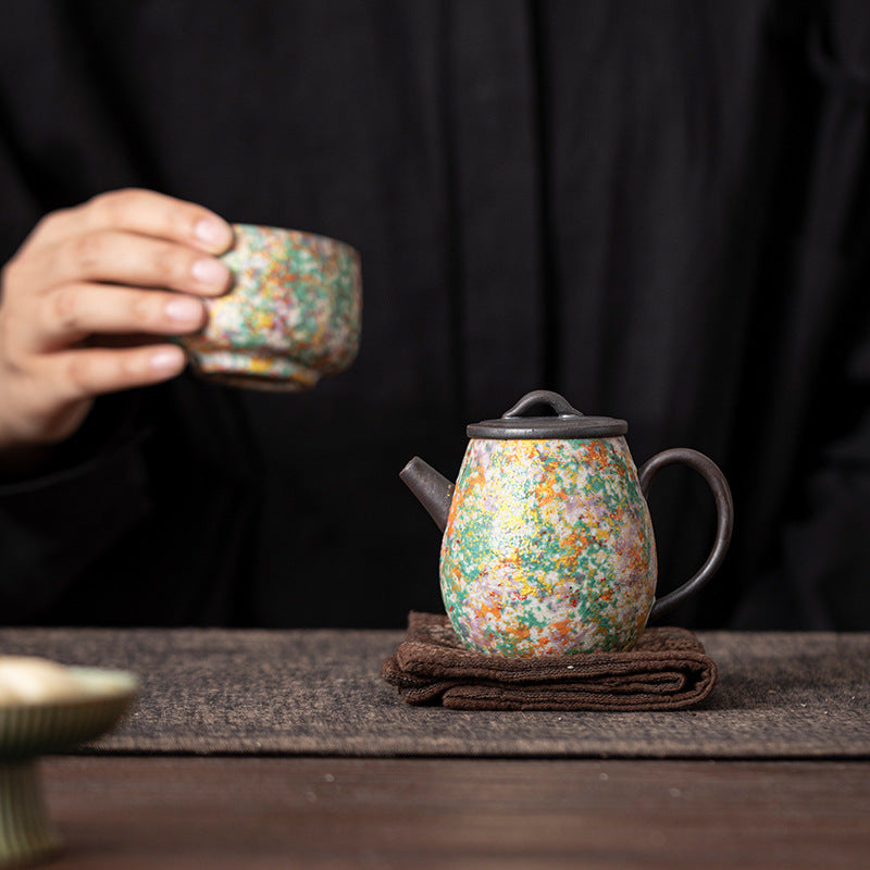 Rock Painting Time Leyuan Pot Handmade Ceramic Teapot Household Chinese Kung Fu Tea Set Single Tea Maker Souvenir