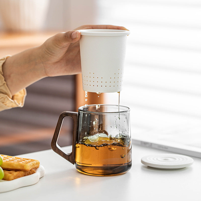 Glass Bubble Tea Cup With Lid Filter Water Cup Office Large Capacity Tea Water Separation Cup Personal Special Tea Cup Water Cup