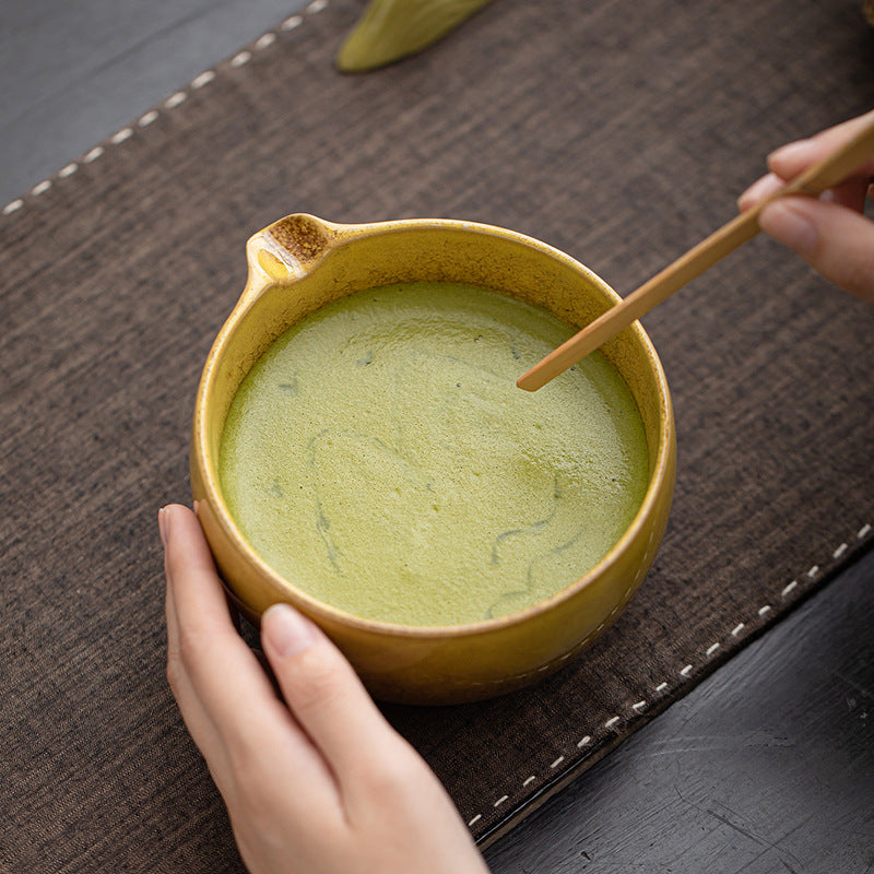 Color Kiln Matcha Set Eight-Piece Ceramic Tea Bowl With Spout, Tea Whisk, And Tea Tools Inspired By Song Dynasty