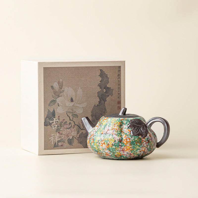 Rock-painted Time Pumpkin Is Making The Pot Home Chinese Retro Ceramic Filter Teapot Anti-scalding Hand Teapot As A Gift