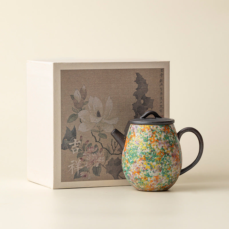 Rock Painting Time Leyuan Pot Handmade Ceramic Teapot Household Chinese Kung Fu Tea Set Single Tea Maker Souvenir