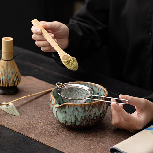 Eight-Piece Matcha Tea Set With Kiln-Fired Ceramic Glaze, Song Dynasty Tea Tools, Tea Brush, And Tea Stand